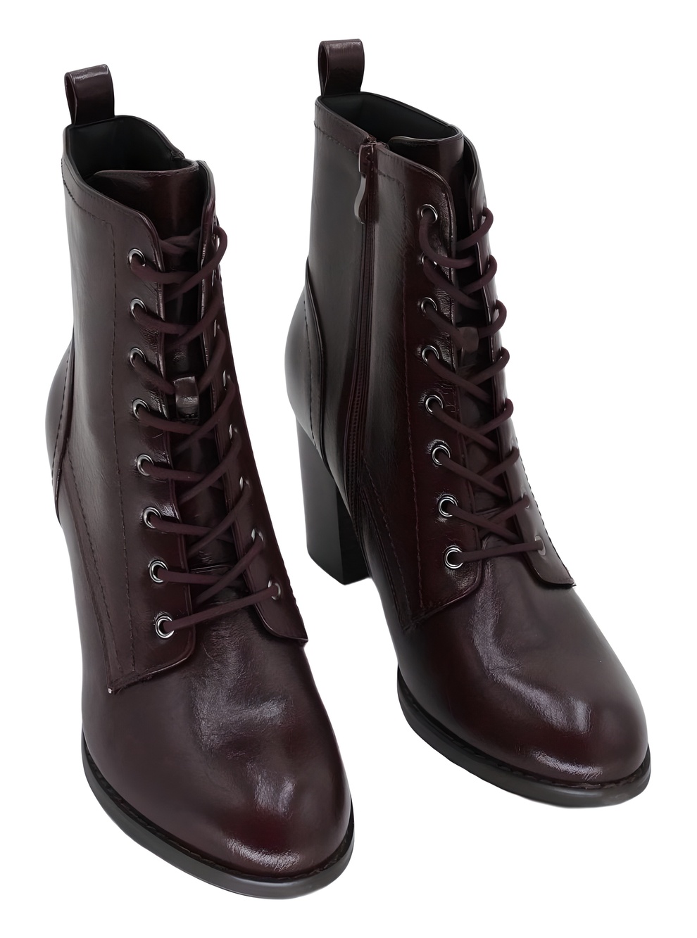 Journee Collection Oxblood Patent Lace Up 3" Block Heel Size 10M